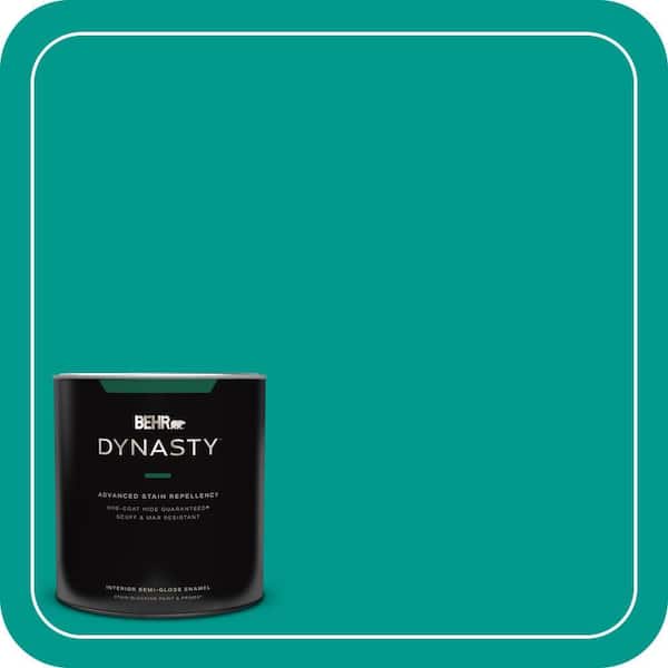 1 qt. #S-G-490 Intense Teal Semi-Gloss Enamel Interior Stain-Blocking Paint and Primer