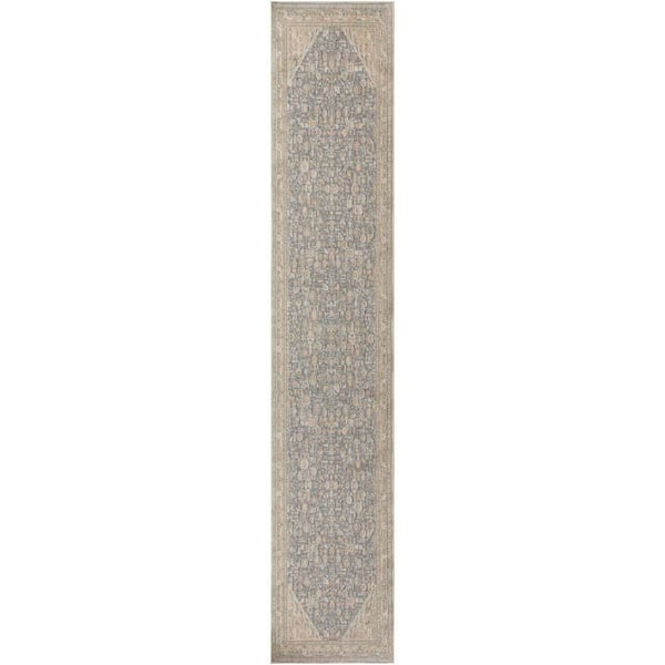 Harbor Ivory Blue 2 ft. x 10 ft. Floral Traditional Runner Area Rug