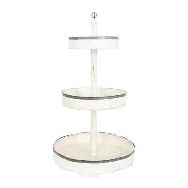 Storied Home Off-White Decorative 3-Tier Tray