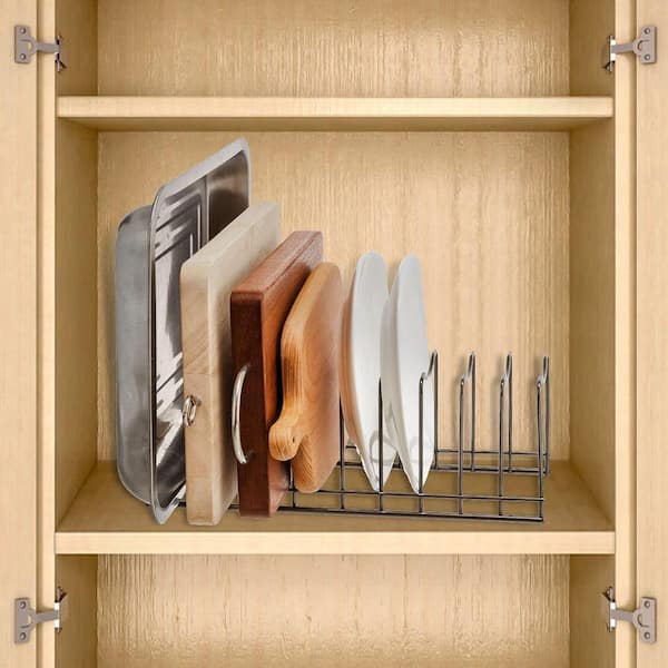 Stainless Steel Pot Lid Organizer Rack Holder Kitchen Drawer Organizer with 9 Slot Bakeware Plate Storage