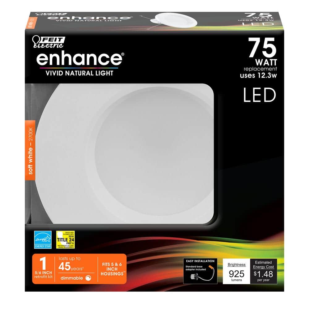 Feit 5-6 Inch White Aluminum Dimmable Recessed Downlight