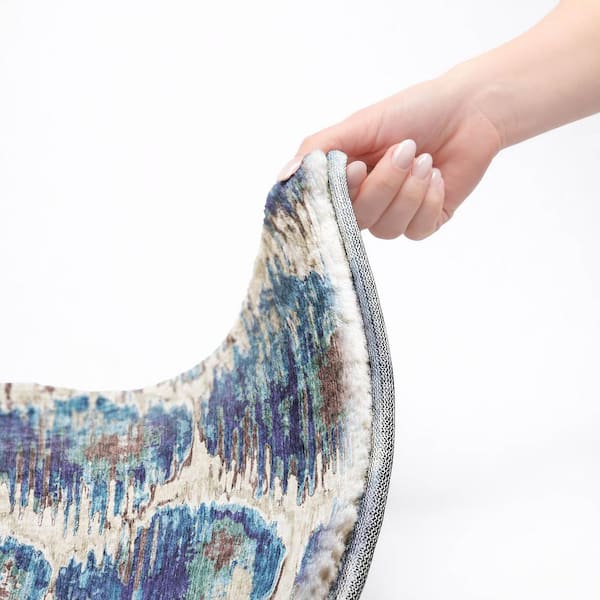 Dream Shag Premium Machine Washable Abstract ADS767 Blue 5 ft. x 7 ft. 6 in. Area Rug