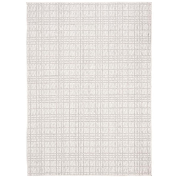 SAFAVIEH Bermuda Ivory/Light Gray 5 ft. x 8 ft. Striped Indoor/Outdoor Patio  Area Rug