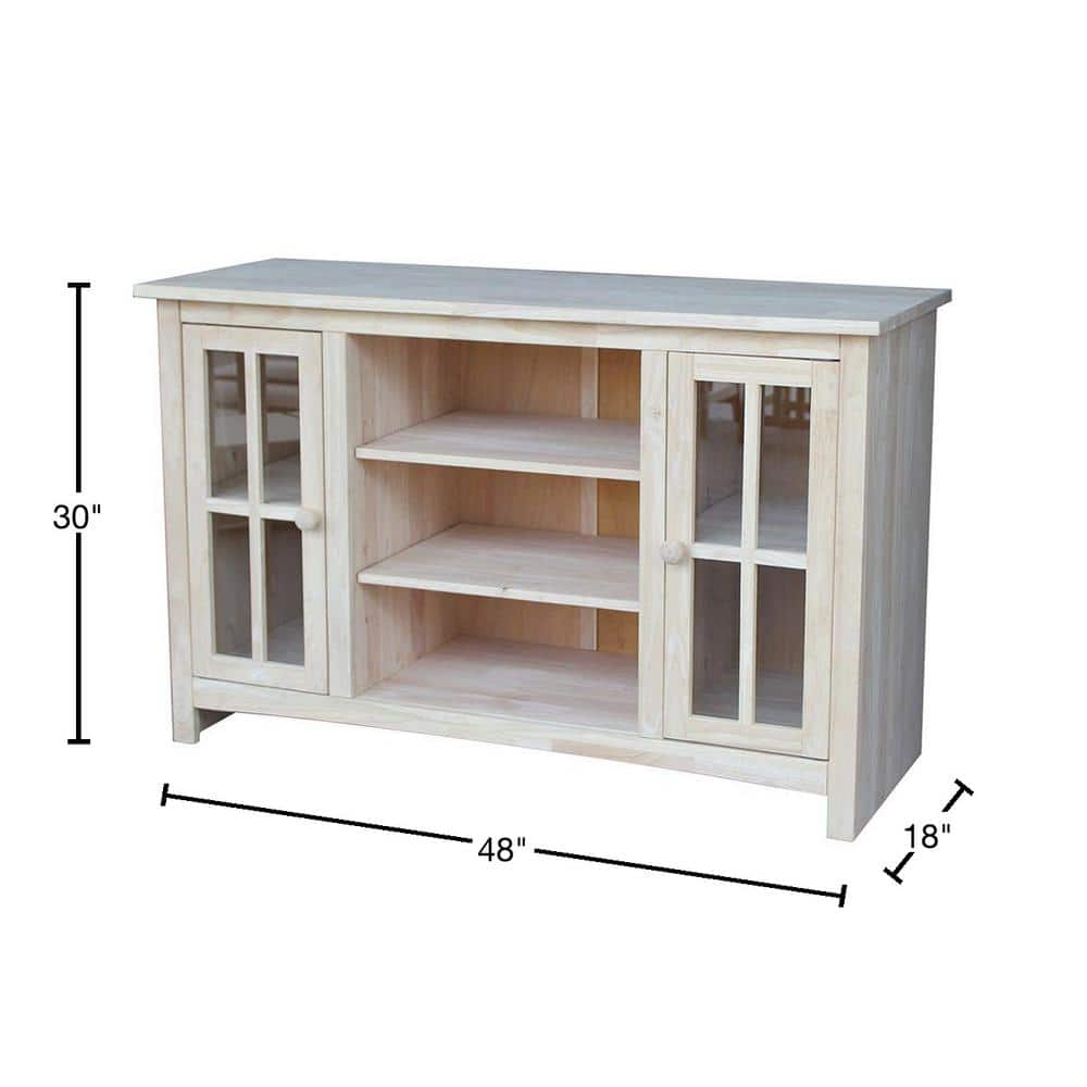 Elegant Parawood 51'' Gray TV Stand with Adjustable Cabinet Shelves