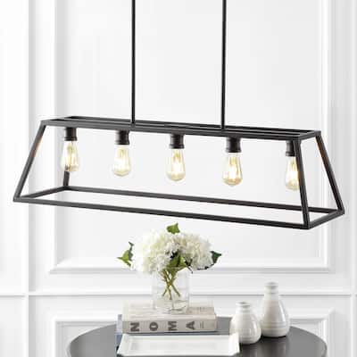 Floyd 38 in. 5-Light Adjustable Iron Farmhouse Vintage LED Dimmable Pendant, Oil Rubbed Bronze
