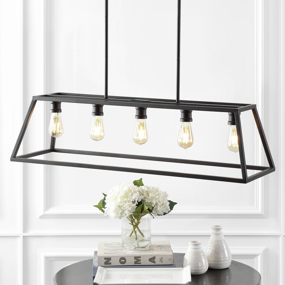 Floyd 38 in. 5-Light Adjustable Iron Farmhouse Vintage LED Dimmable Pendant, Oil Rubbed Bronze price history on PriceWatchPro