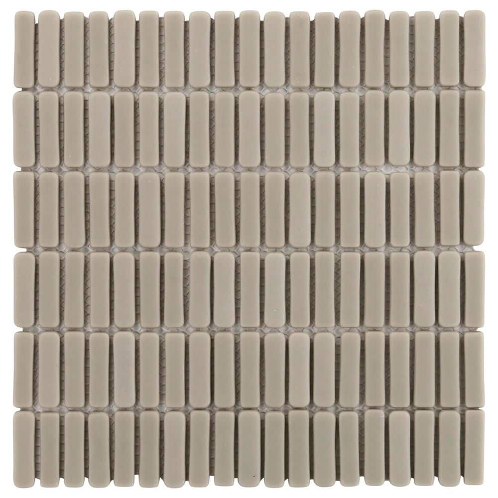 Nova Beige 4 in. x 0.23 in. Mini Brick Frosted Glass Mosaic Floor and Wall Tile Sample price history on PriceWatchPro