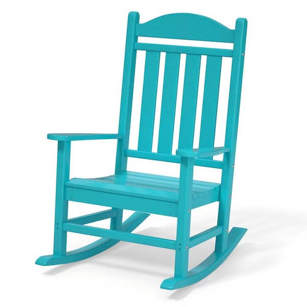 Cesicia Blue Plastic Outdoor Rocking Chairs jinxRCHAIR01 The Home Depot