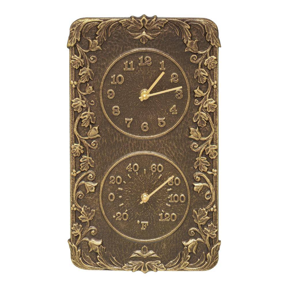 8 in. x 13.75 in. Outdoor Clock and Thermometer Wall Decor, French Bronze, 1-Piece price history on PriceWatchPro