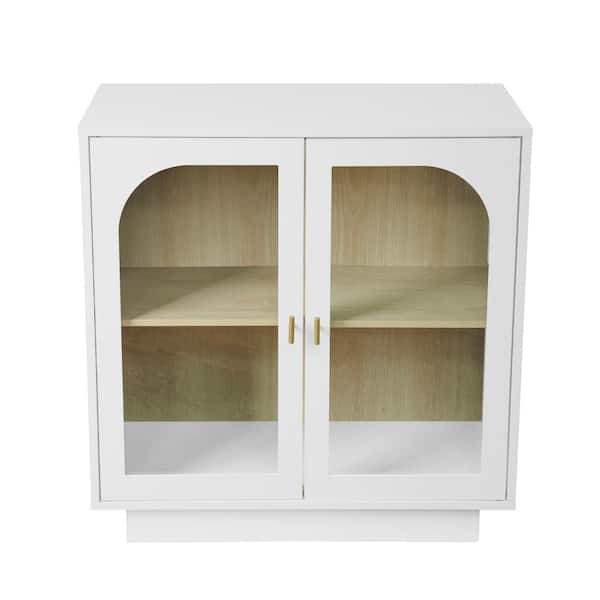 31.5 in. H White 2 Door Accent Storage Cabinet with Adjustable Shelf