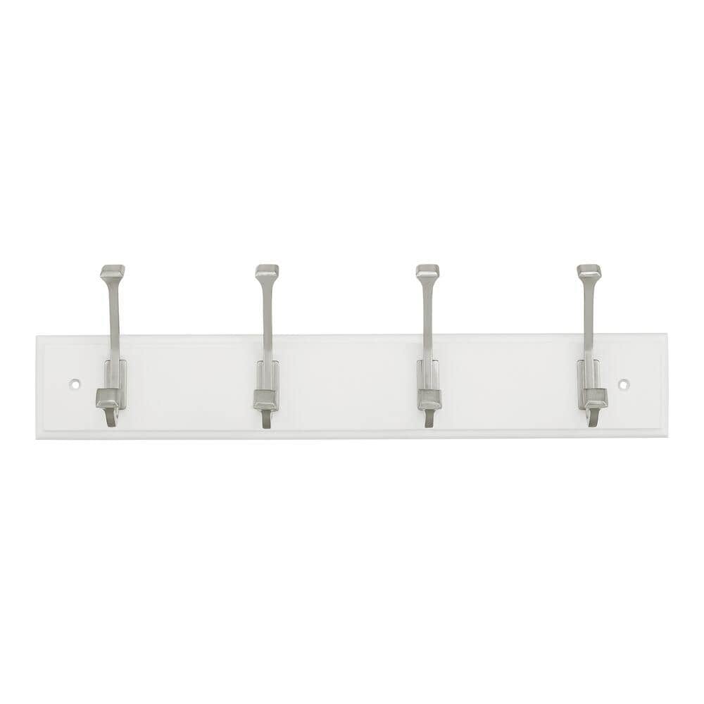 Style Selections 4-Hook 18.11-in x 2.76-in H White Decorative Wall