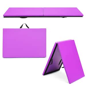 Purple 6 ft. x 2 ft. Gymnastic Mat Folding Exercise Aerobics Stretch Yoga Mat with Handle (12 sq. ft.)