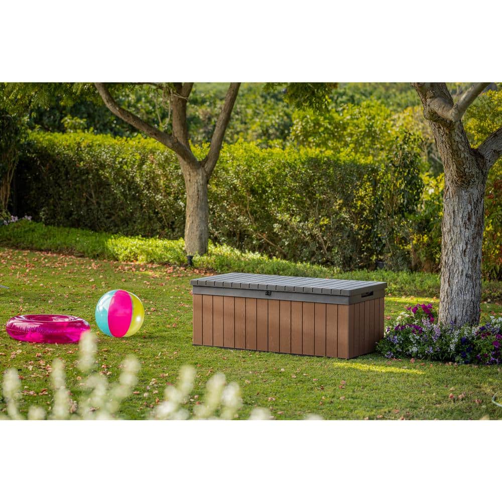 Darwin 100 Gallon Brown and Black Lockable Resin Deck Box
