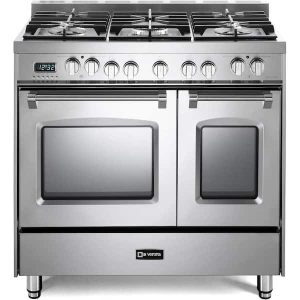 Prestige Series 36 in. Freestanding Double Oven Dual Fuel Range in Stainless Steel