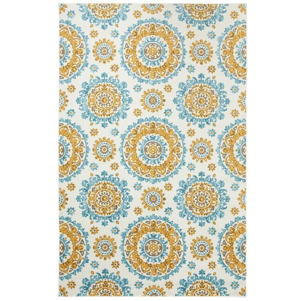 Mohawk Home Tulsa Medallion Cream 5 ft. x 8 ft. Medallion Area Rug