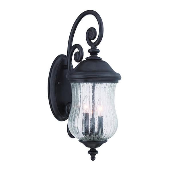 HomeRoots 24 in. Black Outdoor Hardwired Sconce with No Bulbs Included