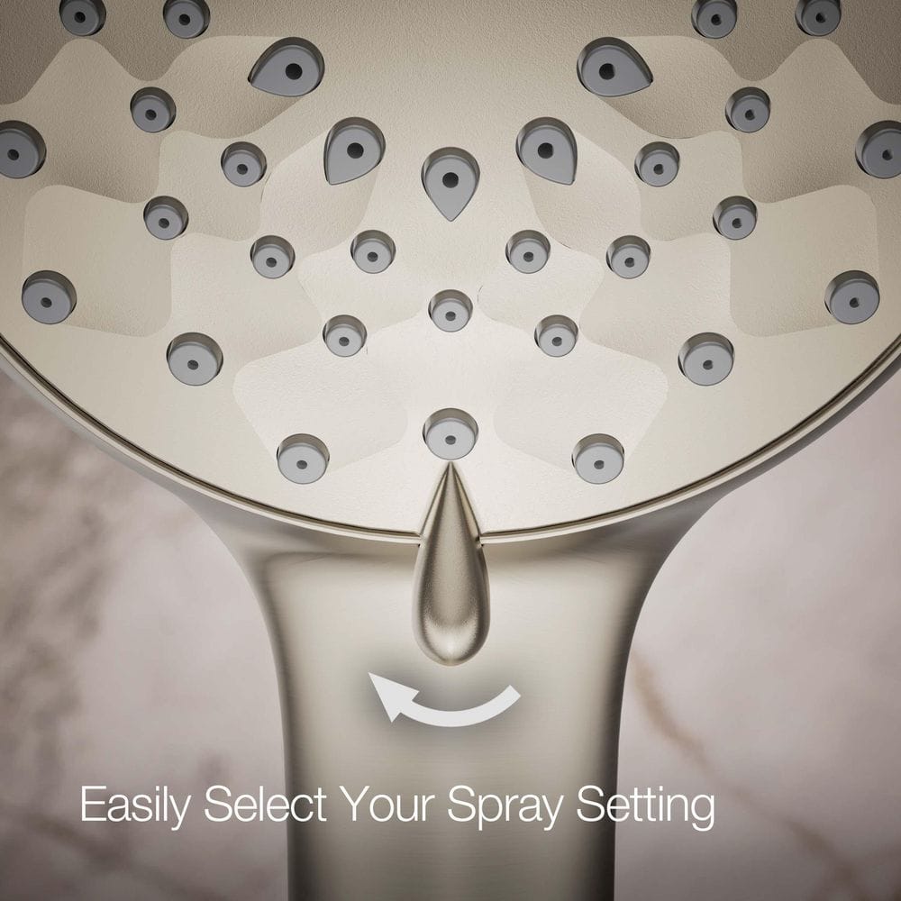 Vibrant Brushed Nickel Multifunction Wall Mounted Handheld Shower Head
