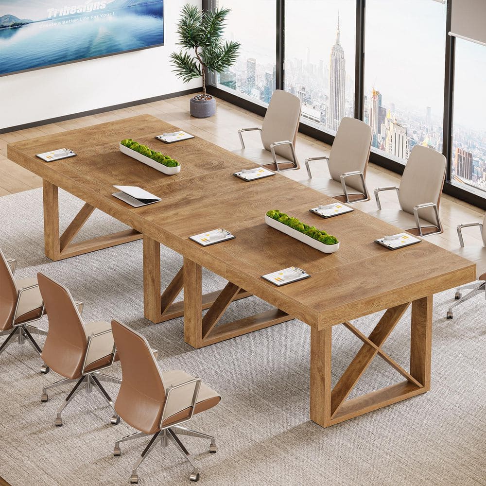 BYBLIGHT Moronia 63 in. Rectangle Brown Wood Computer Desk