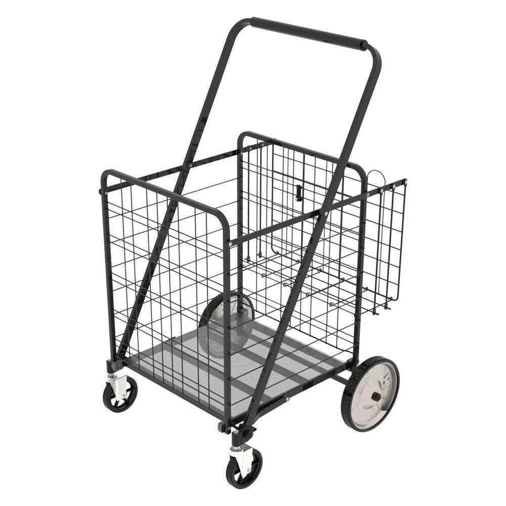 21.45 in. Shopping Cart, Extra Large Foldable Shopping Tool Cart with Dual Basket, Brake, 360° Rolling Swivel Wheels price history on PriceWatchPro