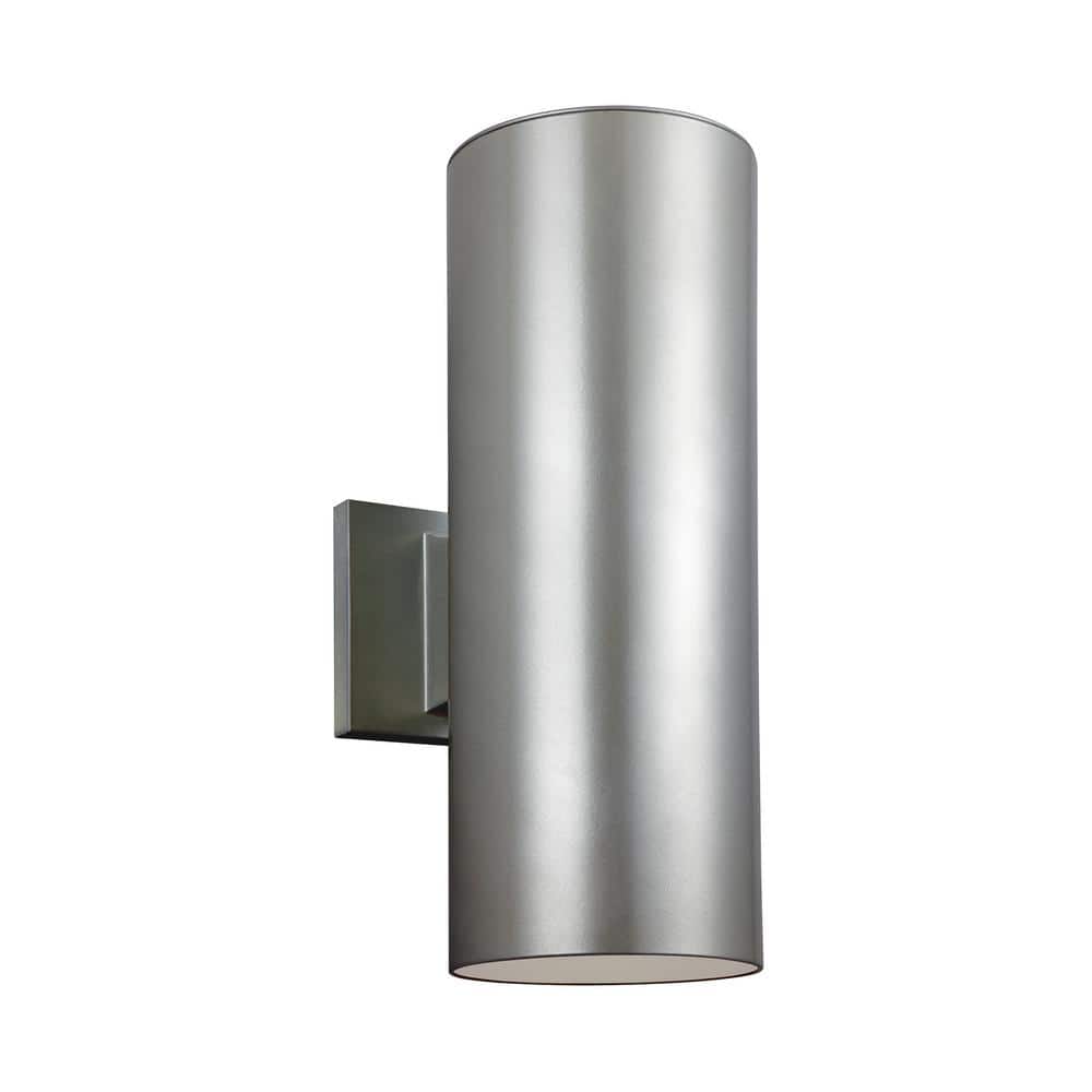 Outdoor Cylinders 2-Light Painted Brushed Nickel Outdoor Wall Lantern Sconce with LED Bulbs price history on PriceWatchPro