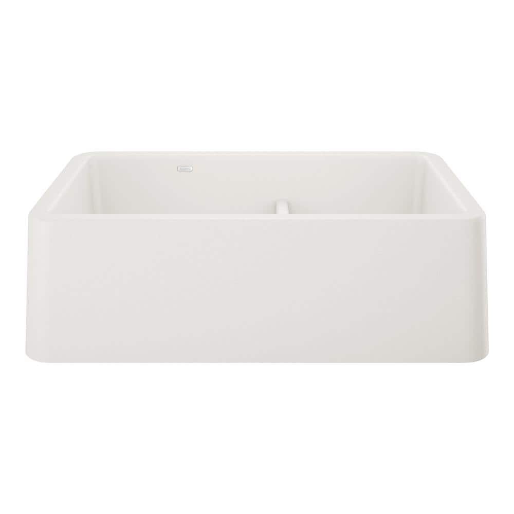 Ikon White Granite 33 in. Double Bowl Farmhouse Apron Kitchen Sink
