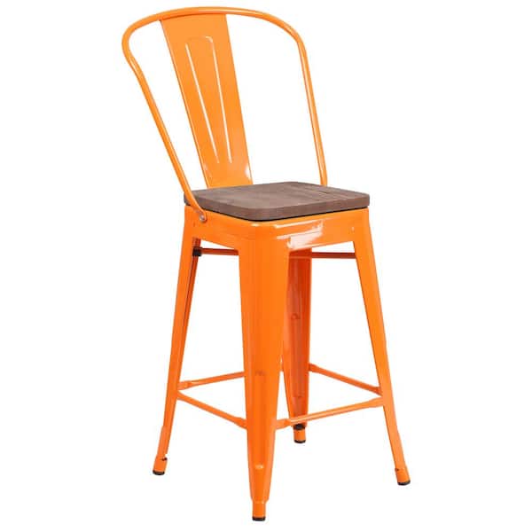 Flash Furniture 24.25 in. Orange Bar Stool
