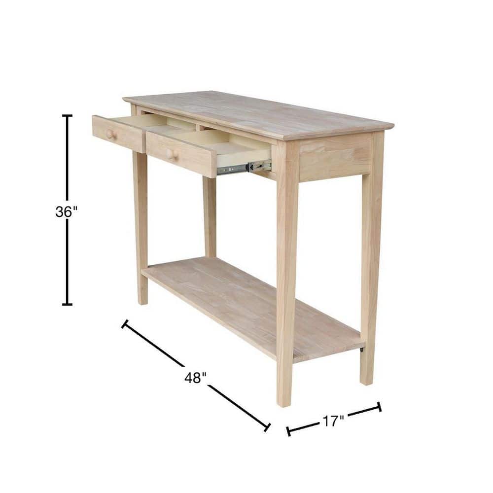 Spencer White Wood Sofa Console Table with Storage