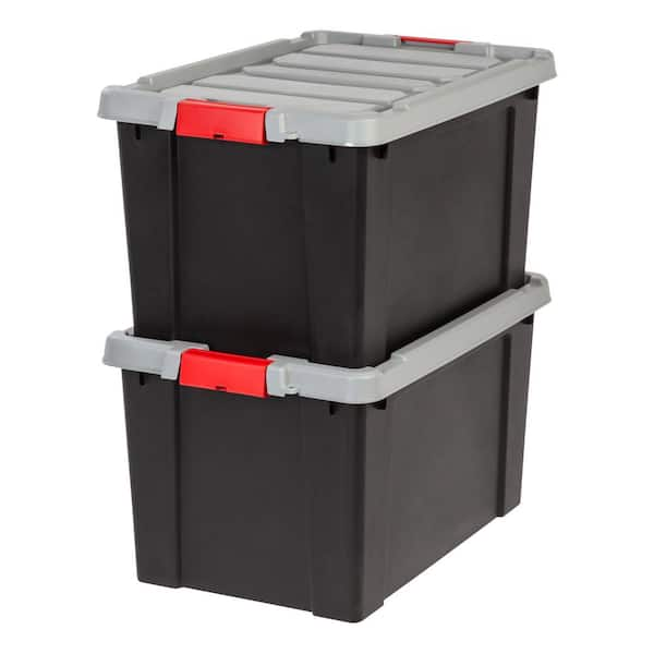 IRIS 18 Gal. Store-It-All Storage Bin in Black (2-Pack)