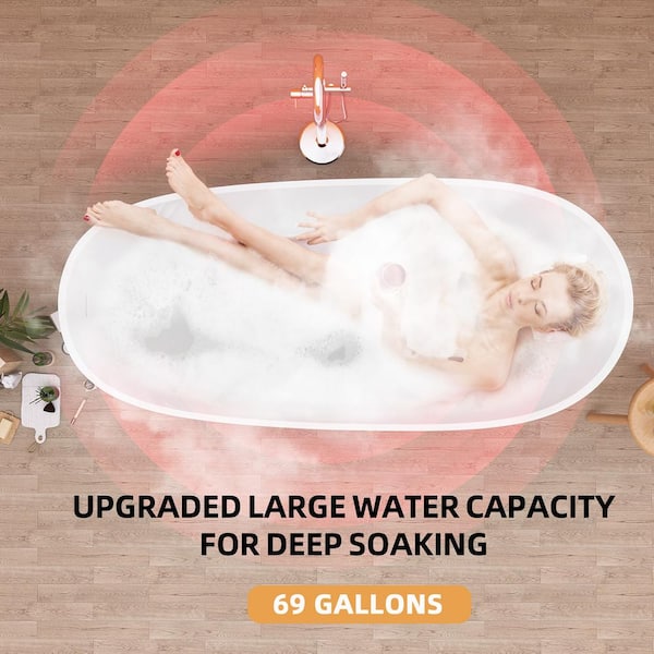 Zeafive 59 in. x 29.15 in. Freestanding Soaking Bathtub Double