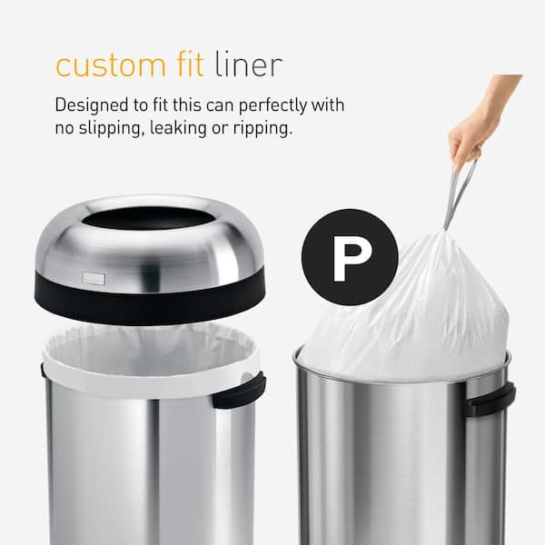simplehuman 60L Round Open Top Commercial Trash Can, Brushed