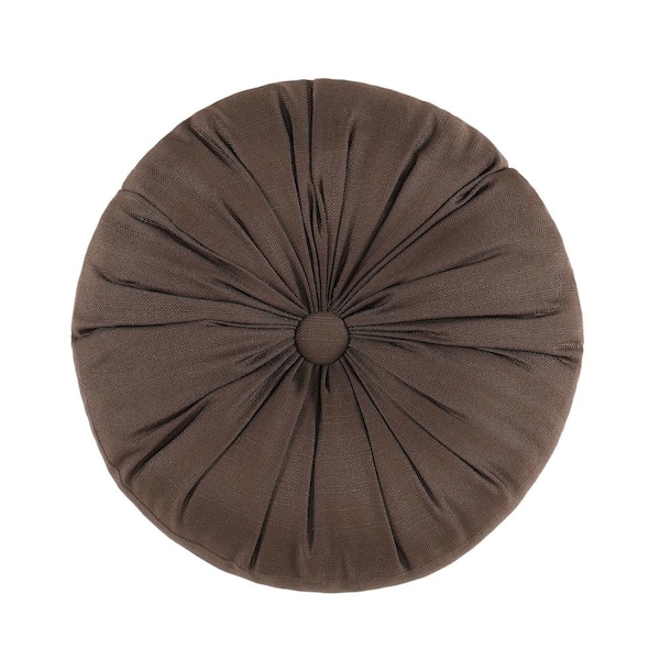 Maren Chocolate Polyester Solid Round Decorative Throw Pillow 15 In. L X 15 In. W
