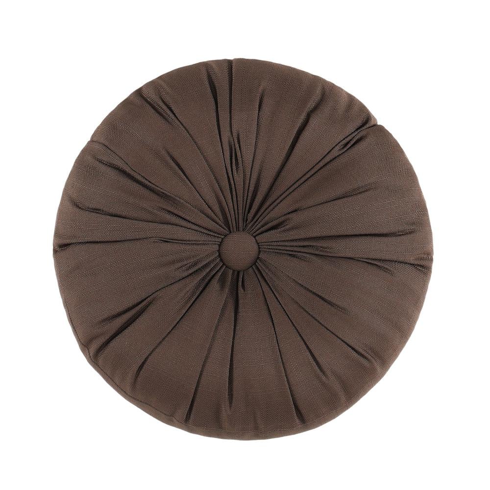 Maren Chocolate Polyester Solid Round Decorative Throw Pillow 15 In. L X 15