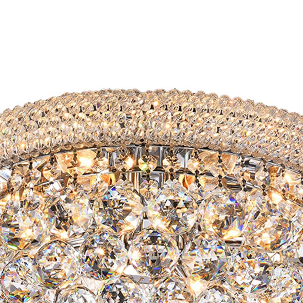16" Chrome Crystal Flush Mount Ceiling Light