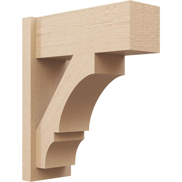 Ekena Millwork 8 in. x 24 in. x 20 in. Balboa Block Rough Cedar Woodgrain Timberthane Polyurethane Outlooker, Primed Tan