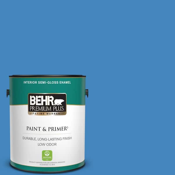 BEHR PREMIUM PLUS 1 gal. #560B-6 Warm Spring Semi-Gloss Enamel Low Odor Interior Paint & Primer