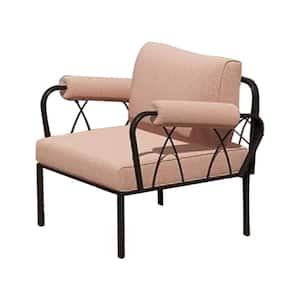 Rajni Pink Metal Outdoor dinning chair Outdoor lounge chair Outdoor recliner in Pink Fabric and Black Finish set of 1