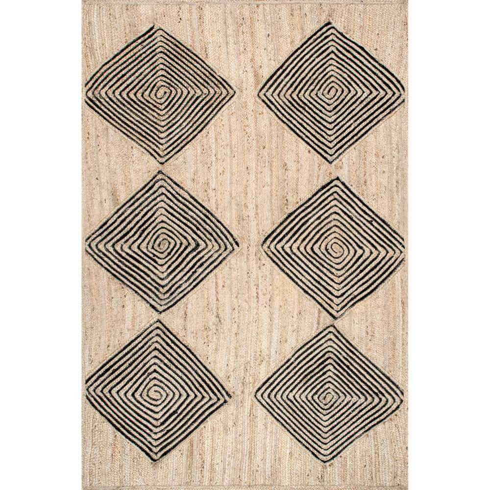 Axel Diamond Jute 5' x 8' Black and Natural Area Rug