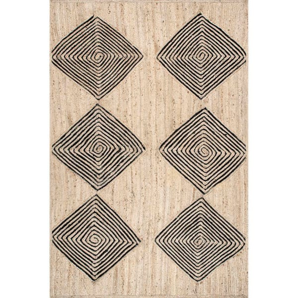 Axel Diamond Jute Natural 8 ft. x 10 ft. Area Rug