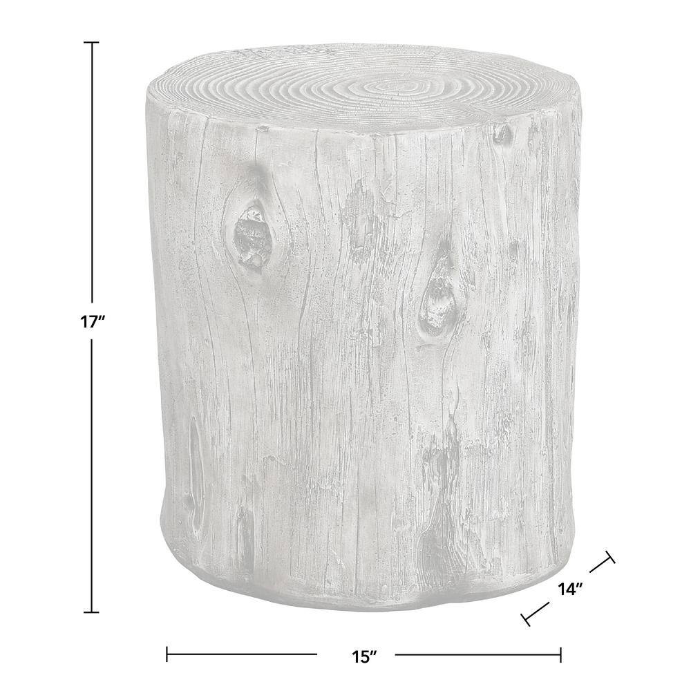 Rustic Weathered Gray Round Fir Wood & Metal End Table