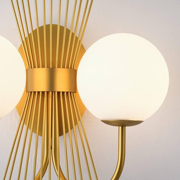 Rennnsan Ryn 2-Light Brushed Gold 21.7 in. J-Shaped Modern Wall