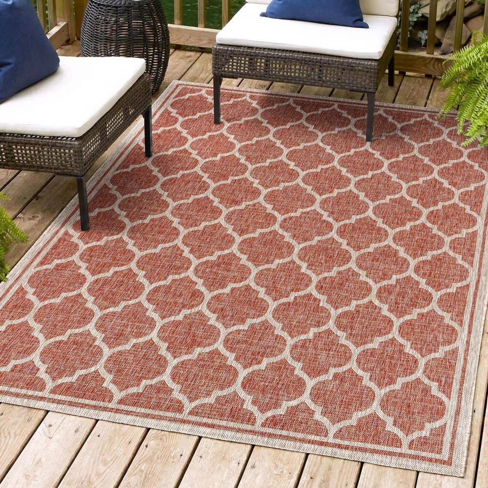 Trebol Moroccan Trellis Textured Weave Red/Beige 9 ft. x 12 ft. Indoor/Outdoor Area Rug price history on PriceWatchPro