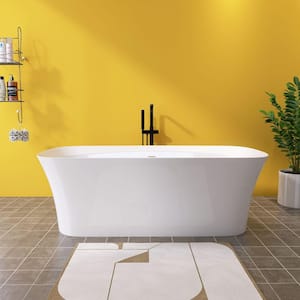 Moray 67 in. x 31 in. Acrylic Flatbottom Freestanding Soaking Non-Whirlpool Bathtub with Pop-up Drain in Glossy White