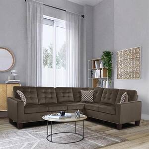 Boykin 107 in. Straight Arm 2-piece Microfiber Reversible Sectional Sofa in Chocolate