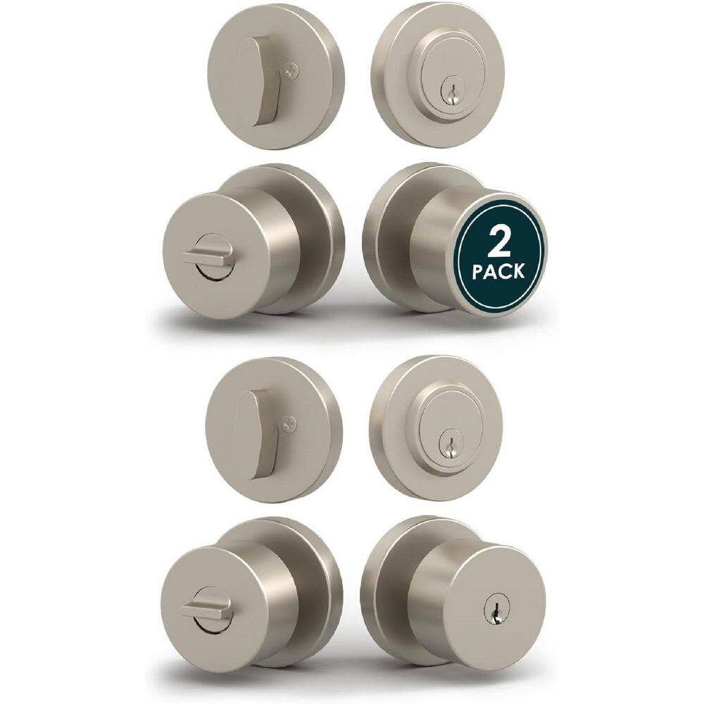 Buena Metal Satin Nickel Entry Hall/Closet Door Lock Style Door Knob with Entrance Combo Reversible Heavy Duty 2 Pack price history on PriceWatchPro