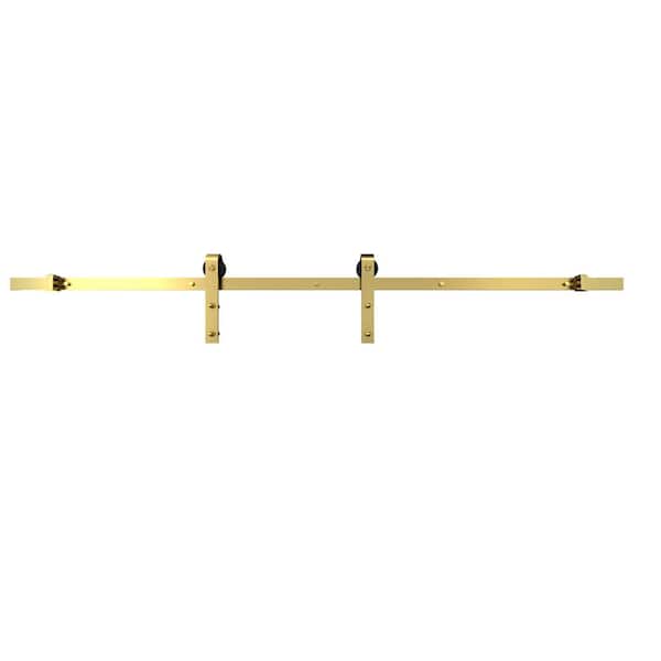 Colonial Elegance 78 in. Brushed Gold Steel Finished Roller System Barn Door Hardware Kit