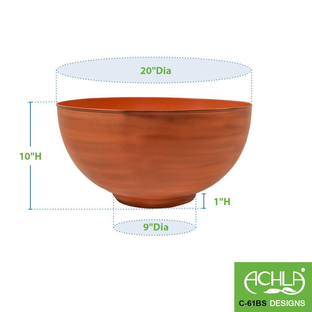 Solaria Burnt Sienna Geometric Galvanized Steel Bowl Planter