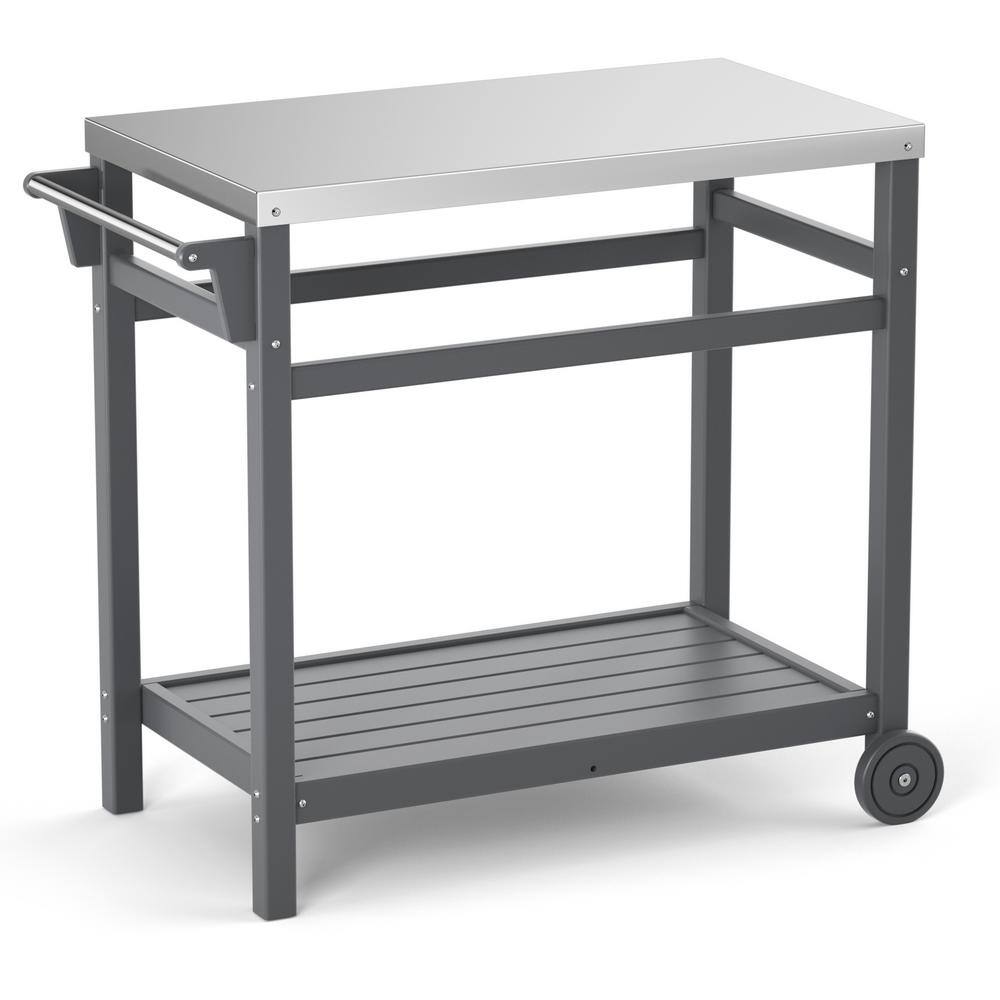 34 in. x 19 in. x 33 in Gray Rectangular Outdoor Steel Grill Cart