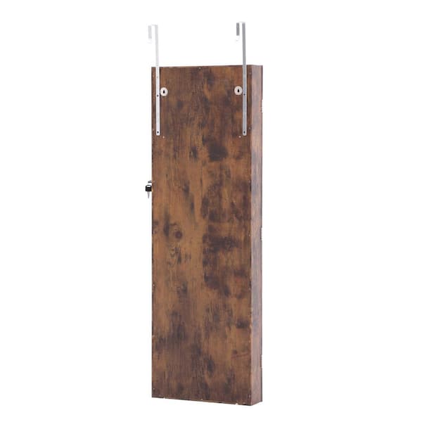 Vintage Wood Wall Mounted Jewelry Organizer with Barn Door - Costway
