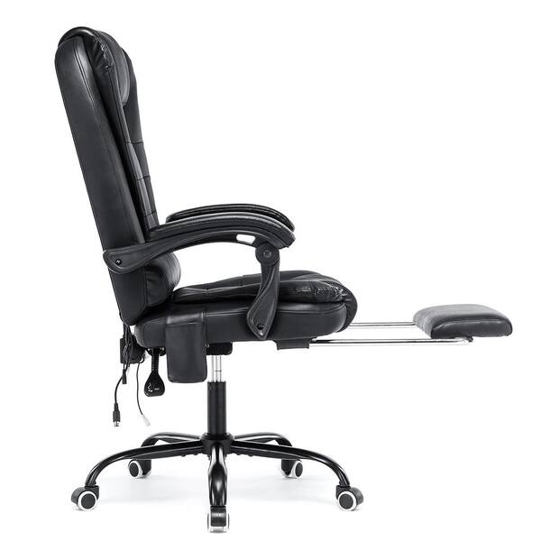 Hoffree Massage Office Chair Ergonomic Executive Leather Chair High Back  Computer Desk Chair with 7 Points Vibration and Footrest Adjustable Height  Reclining Swivel Chair with Lumbar Support for Home 