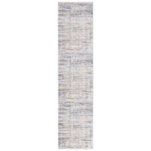 SAFAVIEH Palma 2 ft. x 9 ft. Gray/Blue Distressed Striped Runner Rug